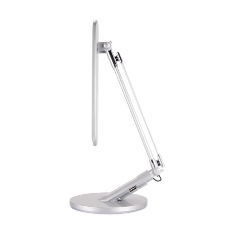 RAMZES - LED Bureaulamp - Tafelverlichting - 7.5w - Aanpasbare Kleur CCT - 500 Lumen - Rond - touch dimmer - Aluminium - Zilver