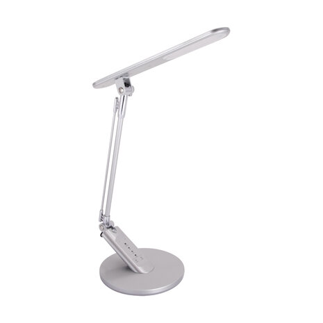 RAMZES - LED Bureaulamp - Tafelverlichting - 7.5w - Aanpasbare Kleur CCT - 500 Lumen - Rond - touch dimmer - Aluminium - Zilver