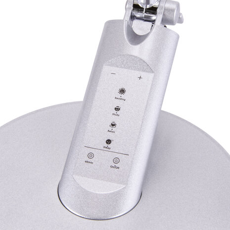 RAMZES - LED Bureaulamp - Tafelverlichting - 7.5w - Aanpasbare Kleur CCT - 500 Lumen - Rond - touch dimmer - Aluminium - Zilver