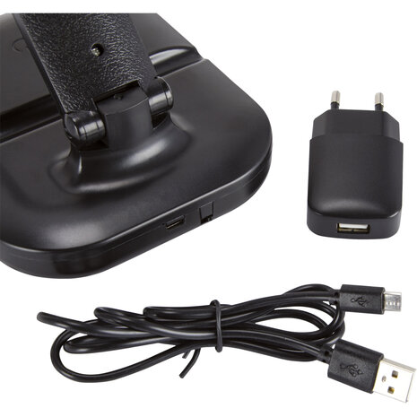 ZET Bureaulamp - LED - 5W - 2700K/ 4000K/ 6500K - Telefoonhouder - Zwart