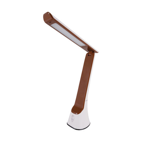 GIBON Bureaulamp - LED - 8W - CCT Aanpasbare lichtkleuren - 2700K/ 4000K/ 6500K - Telefoonhouder - Wit/Bruin