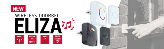 ELIZA Draadloze Deurbel - Deurbelset - Ontvanger op stekker - 230V - Waterdicht IP44 - Wit