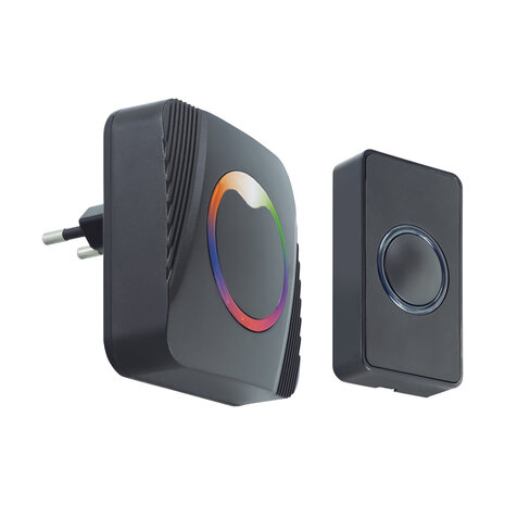 ELIZA Draadloze Deurbel - Deurbelset - Ontvanger op stekker - 230V - Waterdicht IP44 - Zwart