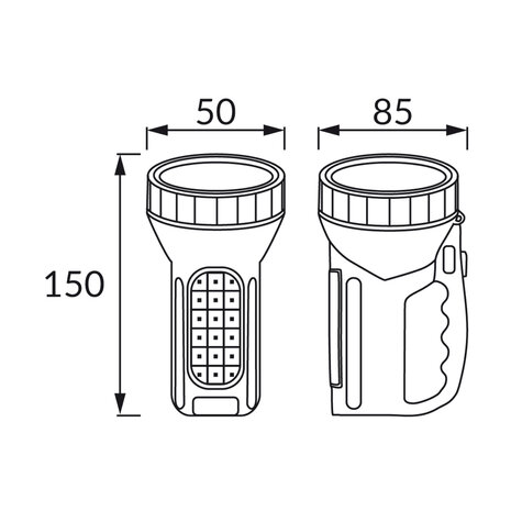 BURTA Led zaklamp - Oplaadbaar USB C - Zwart - 3w+3w - 220 +250 Lumen