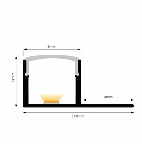 Aluminium Inbouw Zij TEGEL  Profiel - Inclusief Dekking Voor Profiel-Ideaal Voor Gips en Tegels- Gybroc /vaste plafond - Plafonds en Wanden Hoogwaardige- Kwaliteit Aluminium -200CM (2M)