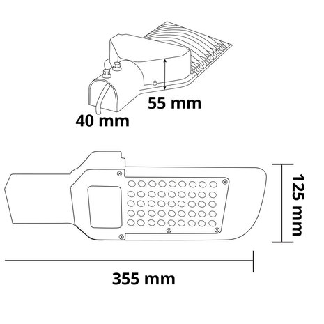 HOROZ ORLANDO - LED Straatlamp - Straatverlichting  - 30W - Helder/Koud Wit 6400K - Waterdicht IP65 - Mat Zwart - Aluminium
