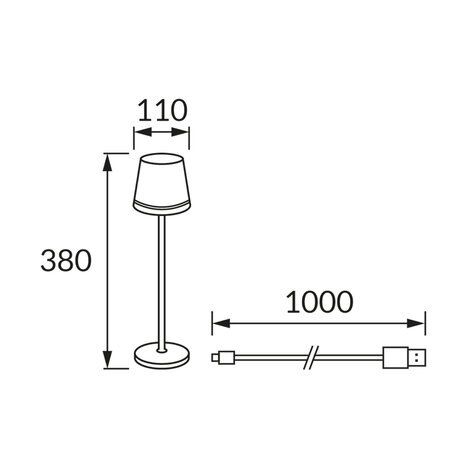 INES Led - Tafellamp Oplaadbaar &ndash; Draadloos en dimbaar &ndash; CCT - Warm wit / Daglicht / koud wit - Moderne touch lamp &ndash; Nachtlamp Slaapkamer &ndash; 38 cm &ndash; Zwart kleur