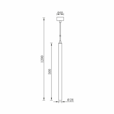 Braytron - Hanglamp - G007R - G9 fitting - 1200mm kabel - Mat zwart