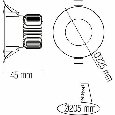 Horoz Venessa - LED Downlight - Inbouw Rond 30W - Helder/Koud Wit 6400K - Mat Wit Aluminium - &Oslash;225mm