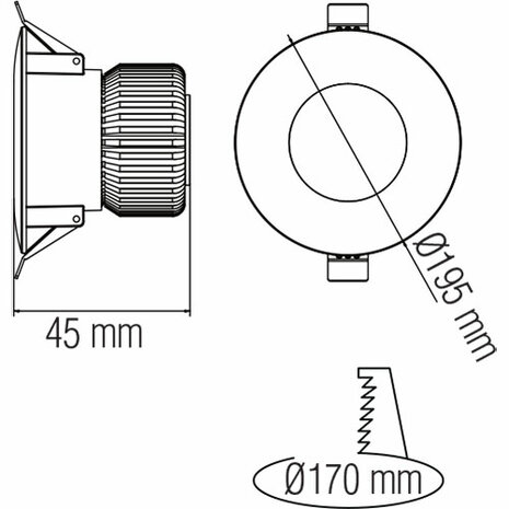 Horoz Venessa - LED Downlight - Inbouw Rond 20W - Helder/Koud Wit 6400K - Mat Wit Aluminium - &Oslash;195mm