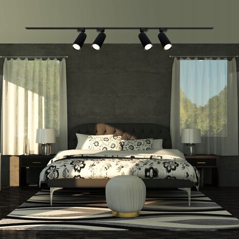 Inbouw - Railsystem - 1 Fase - zwart - 2000 mm