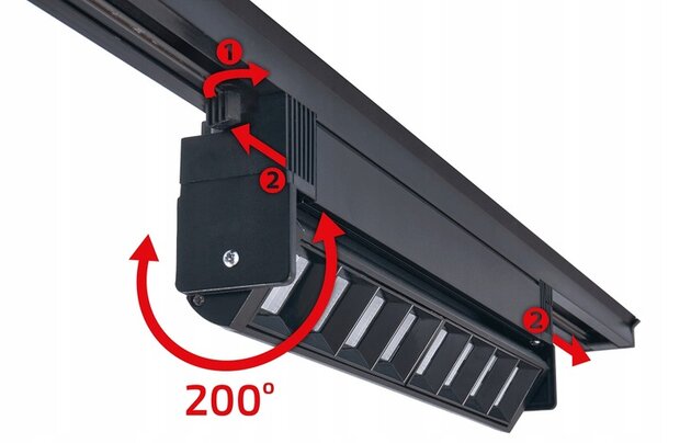 LINDA - Led Rail verlichting - Mono fase - Philips Led Chip - 12w - 1200 Lumen - 4000K Daglicht wit - 30cm - Zwart