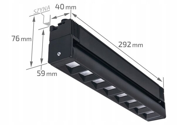 LINDA - Led Rail verlichting - Mono fase - Philips Led Chip - 12w - 1200 Lumen - 4000K Daglicht wit - 30cm - Zwart
