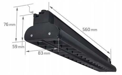 LINDA DUO - Led Rail verlichting - Mono fase - Philips Led Chip - 48w - 4800 Lumen - 4000K Daglicht wit - 60cm - Zwart