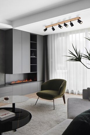 Dabi - Plafondspot mat wit - 6 verstelbare spots - GU10 aansluiting - woonkamer, slaapkamer of keuken - Hout - 800mm