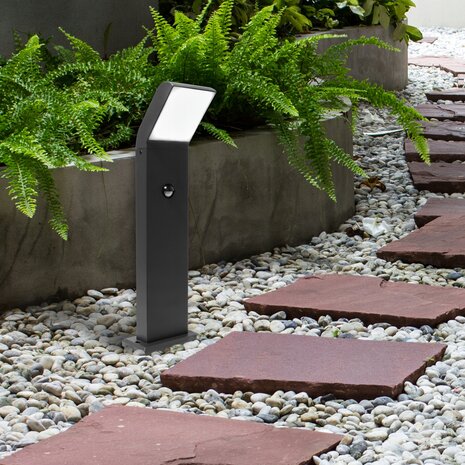 CLARK - Led Vloerlamp- Buitenlamp - met sensor - 12 w - 4000K Daglicht wit - Antraciet - 490mm