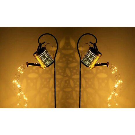 Solar Led Tuinlamp - decorative vloerlamp - 3000K warm wit -  goud kleur - 80cm