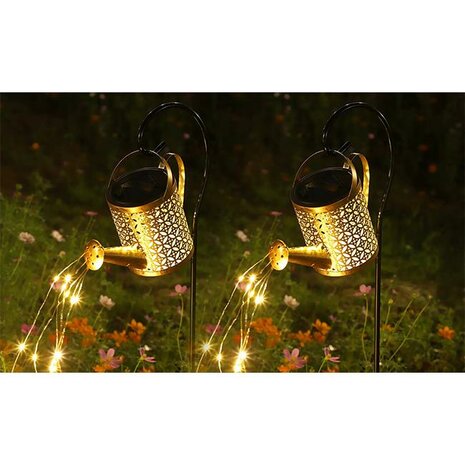 Solar Led Tuinlamp - decorative vloerlamp - 3000K warm wit -  goud kleur - 80cm
