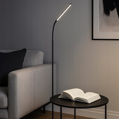 MESO - Led Vloerlamp - Leeslamp -  Aanpasbarelicht kleuren - 8w - 2700K/4000K/6500K - Zwart - USB - 170cm