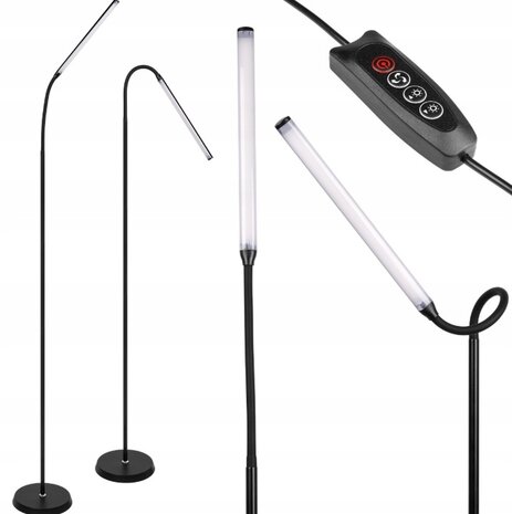 MESO - Led Vloerlamp - Leeslamp -  Aanpasbarelicht kleuren - 8w - 2700K/4000K/6500K - Zwart - USB - 170cm