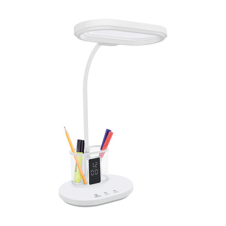 ELIPSO - LED Bureaulamp - Tafelverlichting - 12w - Aanpasbare Kleur CCT - 980 Lumen - Rond - touch dimmer - Aluminium - Wit
