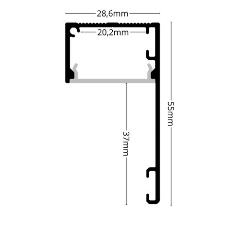 2m Aluminium LED profile DECO LINE tussen muur of tussen kordijn - wit