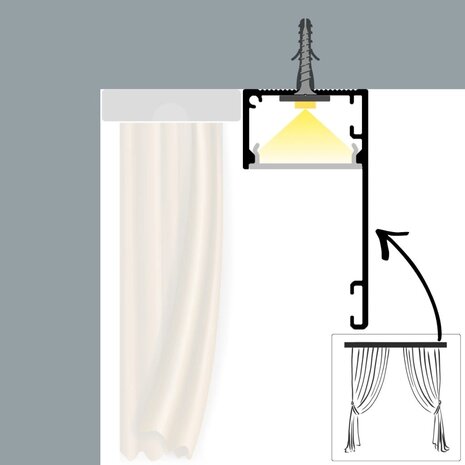 2m Aluminium LED profile DECO LINE tussen muur of tussen Gordijn - wit