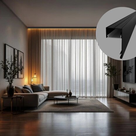 2m Aluminium LED profile DECO LINE tussen muur of tussen Gordijn - wit