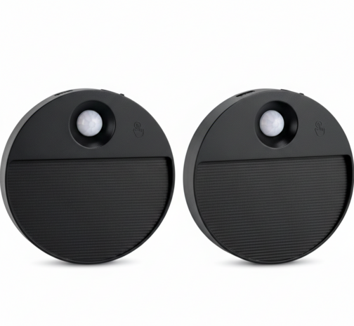 LUIS - Oplaadbaar wandlamp op accu draadloos - USB C - met bewegingssensor - CCT Aanpasbare licht kleuren - trapverlichting - Zwart - ROND - GESCHIKT VOOR BINNEN - set van 2 stuks