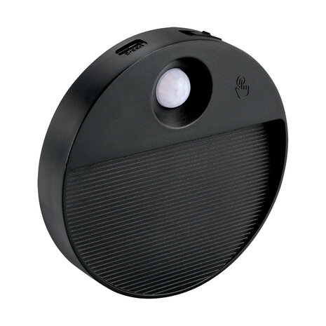 LUIS - Oplaadbaar wandlamp op accu draadloos - USB C - met bewegingssensor - CCT Aanpasbare licht kleuren - trapverlichting - Zwart - rOND GESCHIKT VOOR BINNEN - set van 4 stuks