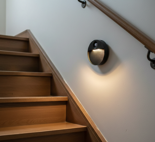 LUIS - Oplaadbaar wandlamp op accu draadloos - USB C - met bewegingssensor - CCT Aanpasbare licht kleuren - trapverlichting - Zwart - rOND GESCHIKT VOOR BINNEN - set van 4 stuks