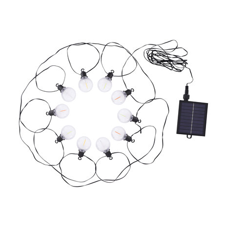 GLASI - Solar Lichtsnoer 7.50m - Voor Buiten - Lichtslinger met 10 lampjes - Warm Wit en gekleurd licht - Tuinverlichting - 8 Modes - IP44