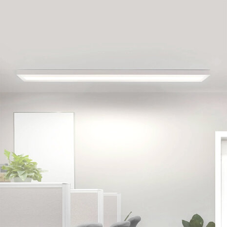 BRAYTRON - LED Paneel - 30x120cm  - Aanpasbare licht kleuren CCT - Aanpasbare wattage - 50W - 5700 Lumen - Opbouw - Rechthoek - Wit- Flikkervrij