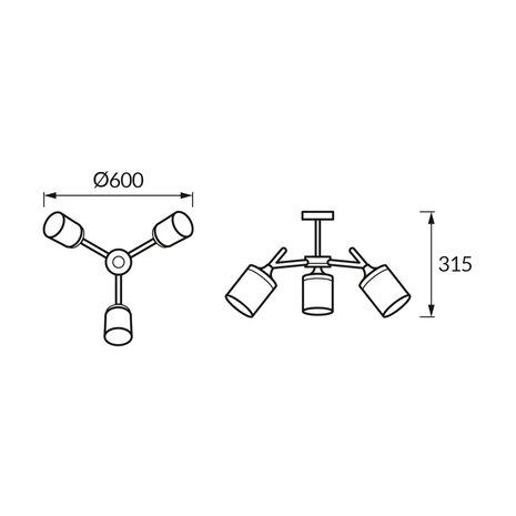 ANDERS Plafondlamp met 3 x E27 Fitting - WIT/CHROME - Glas - Dia. 600mm