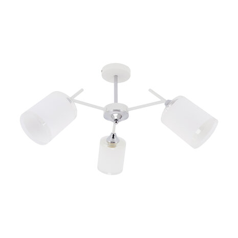 ANDERS Plafondlamp met 3 x E27 Fitting - WIT/CHROME - Glas - Dia. 600mm