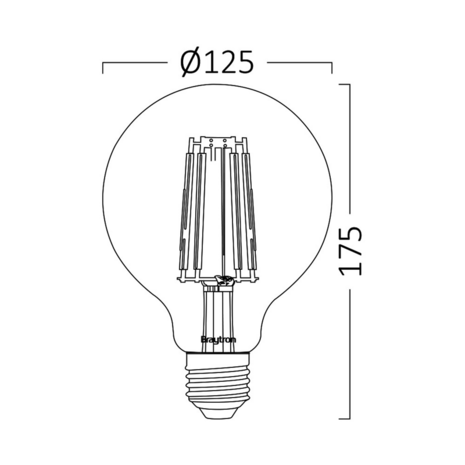 BRAYTRON-LED LAMP-WARM WHITE AMBER -ADVANCE-6W-E27-G95-2200K-ENERGY BESPAREND-SFEERLAMP-GLAS