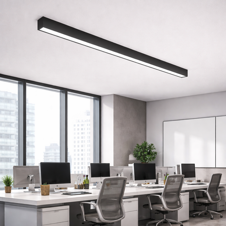 DAN Plafondlamp - LED Batten - LED Armatuur - Aanpasbare kleur CCT - 36W - 5430 Lumen -Keuken / Woonkamer / Bureau - Zwart - 1200mm