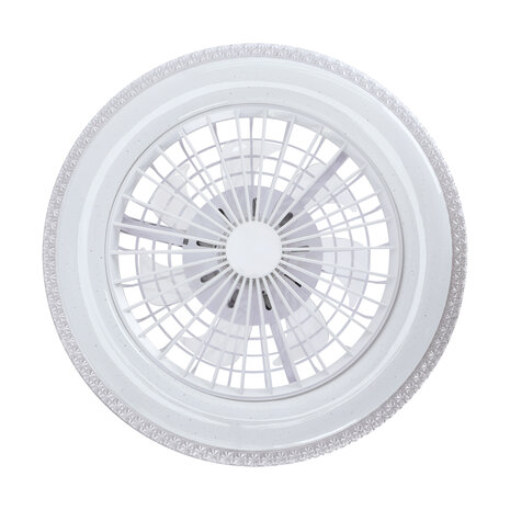 MONSUN - Moderne LED Plafondlamp met ventilator - 485 mm - CCT Aanpasbare kleuren- 48w - 2900K / 4200K / 6500K - 5110 Lumen - Dimbaar met afstandbediening - Kristal-Wit