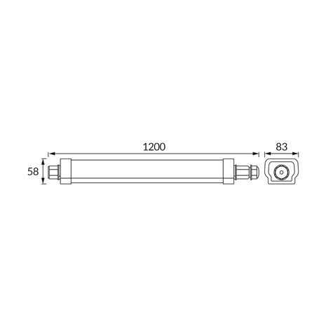 LAGAN - Led plafondlamp - LED Batten - LED Balk - 55W - 7050 LUMEN - Waterdicht IP65 - Daglicht Wit 4000K - Kunststof - Zwart - 120cm - IK08