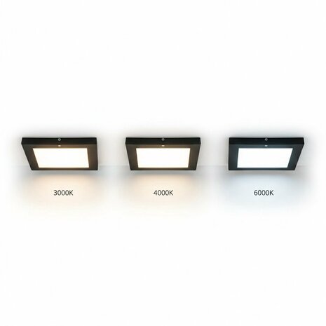 SELENA - Led Plafondlamp - Zwart kleur - opbouwlamp - 36w - CCT - Aanpasbare licht kleuren 3000K,4000K,6000K - 3600Lumen - Vierkant - 290 mm