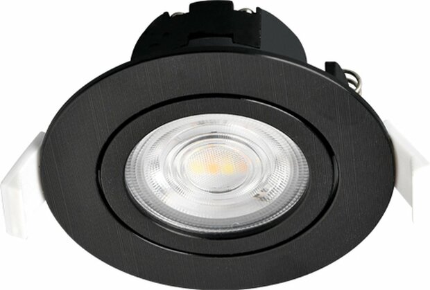 Braytron Plafondspots LED Inbouwspots Spotjes Kantelbaar-Ronde -Draaibaar -Zwart - 7W - 3in1 CCT (3000K / 4000K / 6500K)