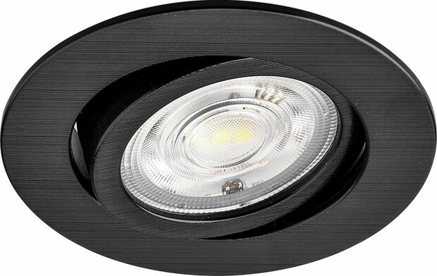 Braytron Plafondspots LED Inbouwspots Spotjes Kantelbaar-Ronde -Draaibaar -Zwart - 7W - 3in1 CCT (3000K / 4000K / 6500K)