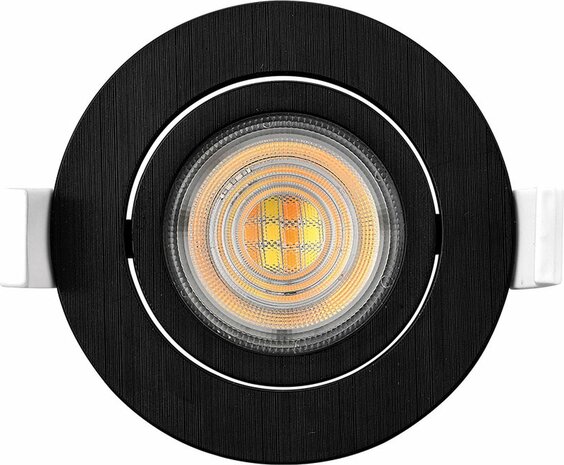 Braytron Plafondspots LED Inbouwspots Spotjes Kantelbaar-Ronde -Draaibaar -Zwart - 7W - 3in1 CCT (3000K / 4000K / 6500K)