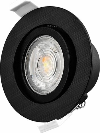Braytron Plafondspots LED Inbouwspots Spotjes Kantelbaar-Ronde -Draaibaar -Zwart - 7W - 3in1 CCT (3000K / 4000K / 6500K)